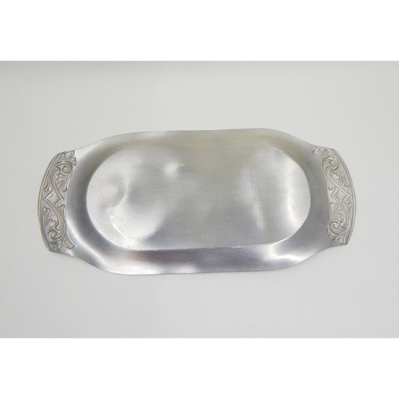 Selandia Norway Pewter Creamer Open Sugar Dish Under Tray Scrollwork Detail - Picture 7 of 14